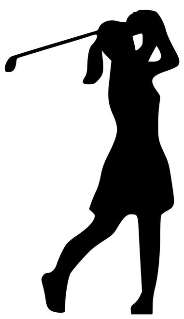 Golf Golfing Woman Vinyl Decal  - Tee Shot Drive Swing Driver - Die Cut Sticker