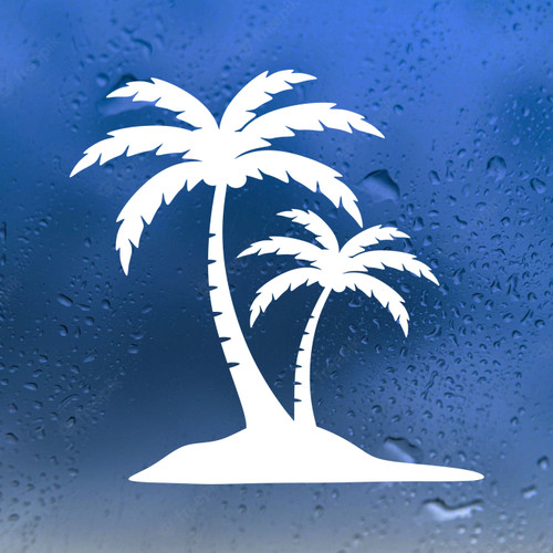 Palm Trees Island Vinyl Decal - Tropical Beach - Die Cut Sticker