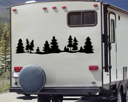 Trees Forest Scene Vinyl Decal - Tree Line RV Camper Trailer - Die Cut Sticker Trees Forest Scene Vinyl Decal - Tree Line RV Camper Trailer - Die Cut Sticker