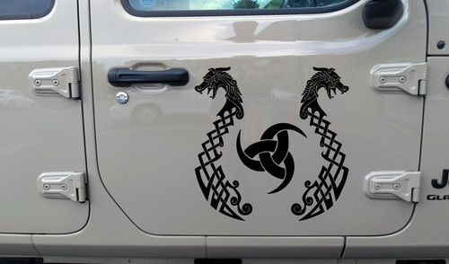 Viking Dragons with Horns of Odin - Icelandic Norse Mythology - Die Cut Sticker