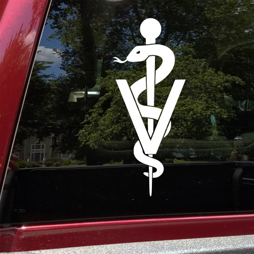 Veterinary Rod of Asclepius with snake vinyl decal – veterinary medicine symbol sticker for car, laptop, wall, or clinic décor