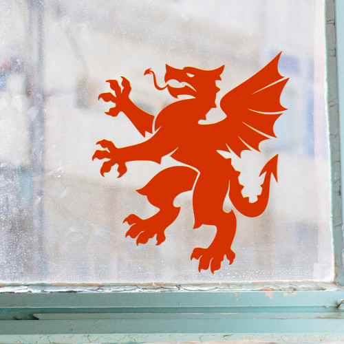 Heraldic rampaging dragon vinyl decal – medieval crest emblem – glossy waterproof vinyl