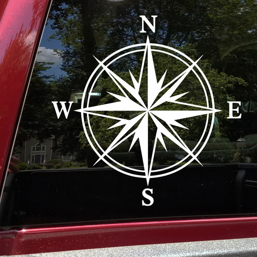 Compass rose vinyl decal adventure navigation symbol for travel and exploration