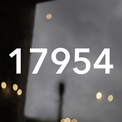 Large storefront address numbers vinyl decal in Avenir Next Demi font with modern minimalist business signage style