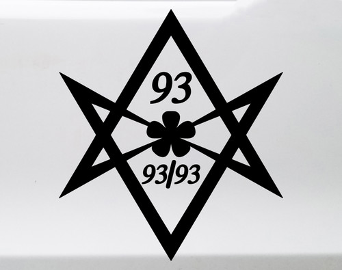 Unicursal hexagram vinyl sticker decal with 93 and 93-93 sacred geometry symbolism
