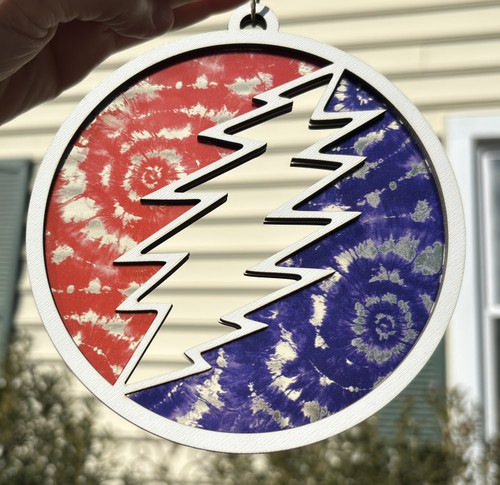 Tie Dye Bolt 5.5-inch Suncatcher Grateful Dead inspired MDF