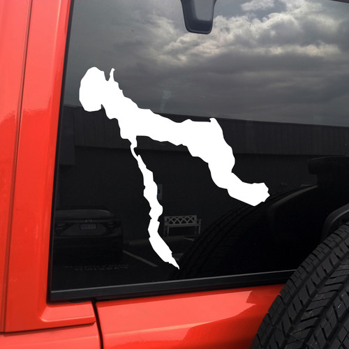 Lake Charlevoix Michigan outline vinyl sticker decal waterproof Up North shoreline design cut from solid vinyl