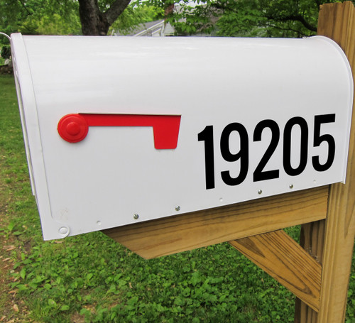 Bold HOA mailbox address numbers Oswald vinyl sticker decal waterproof sizes 1 to 10 inches maximum 12 characters