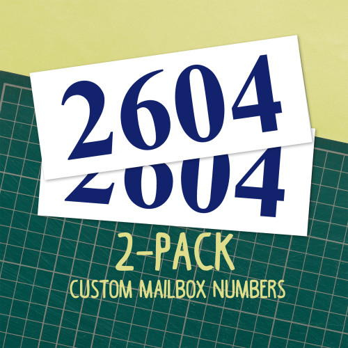 2-pack 1" Custom Mailbox Numbers - Vinyl Die Cut Decals - Cobalt Blue Times New Roman Bold 