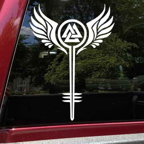 valkyrie shield maiden valknut odin wings vinyl sticker decal norse viking design