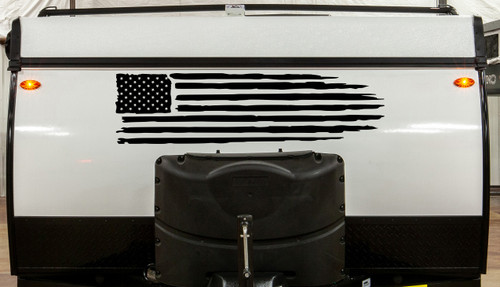 distressed american flag matte black vinyl sticker decal long truck rv camper trailer
