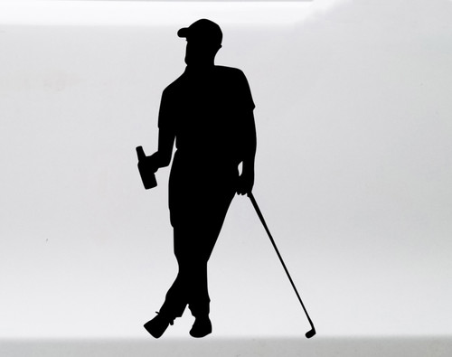 golfer beer silhouette vinyl sticker decal funny golf drinking cart design