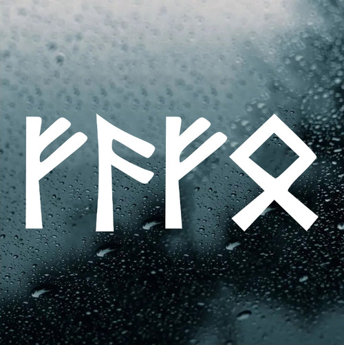 FAFO Futhark runes vinyl sticker decal with bold angular rune lettering inspired by Viking Norse and Celtic design