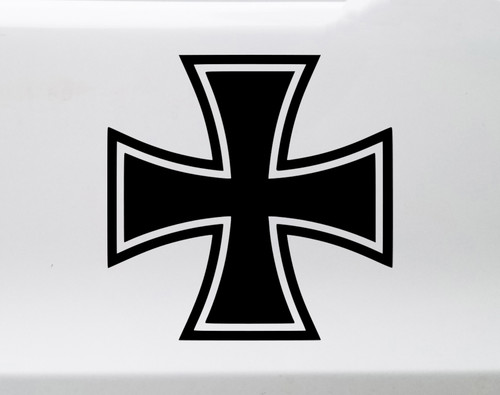iron cross vinyl sticker decal featuring bold geometric biker and vintage military inspired symbol design
