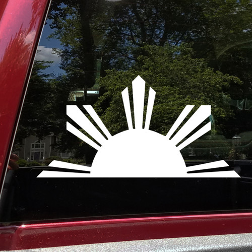 Philippine Half Sun Eight Rays vinyl decal featuring a semicircular Filipino Pride sunburst inspired by the Philippines national flag