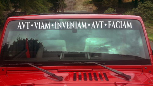 find a way or make one vinyl sticker decal featuring the latin phrase aut viam inveniam aut faciam for overlanders campers boondockers rv travelers and outdoor adventurers