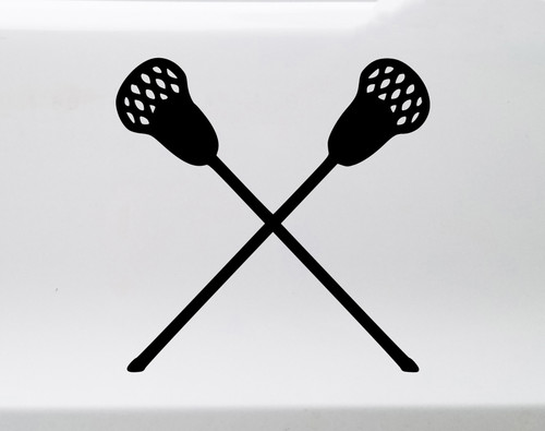 Crossed lacrosse sticks vinyl decal with two sports sticks and netted heads