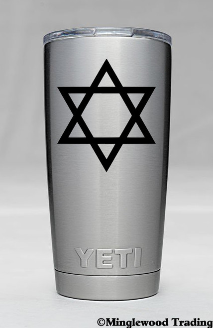 Star of David Magen David Jewish symbol vinyl decal featuring a traditional six-pointed hexagram outline for car windows, walls, mirrors, and synagogue decor