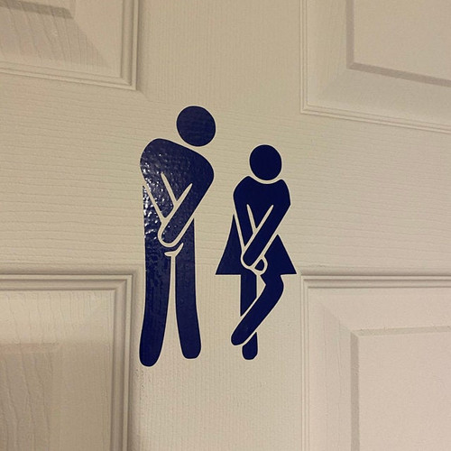 Funny Bathroom People vinyl decal with male and female restroom silhouettes