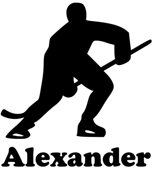 ICE HOCKEY PLAYER with Personalized Name Vinyl Sticker  - Die Cut Decal