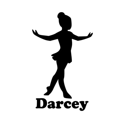 Ballet Girl Ballerina Vinyl Decal Sticker with Custom Personalized Name - 6" x 3.5" (girl1)