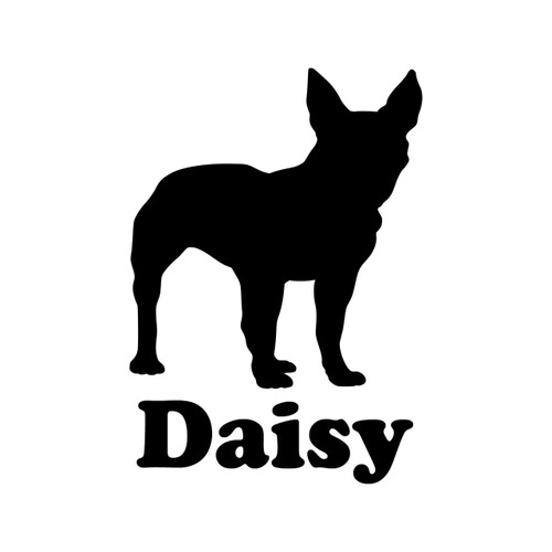 BOSTON TERRIER with Personalized Name Vinyl Sticker -Puppy Dog - Die Cut Decal