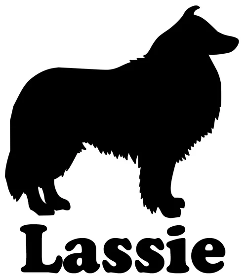Personalized Collie Sheepdog vinyl decal with custom dog name and mirror option