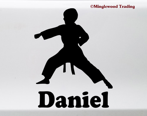 Karate Boy Kid Vinyl Sticker with Custom Personalized Name - Die Cut Decal