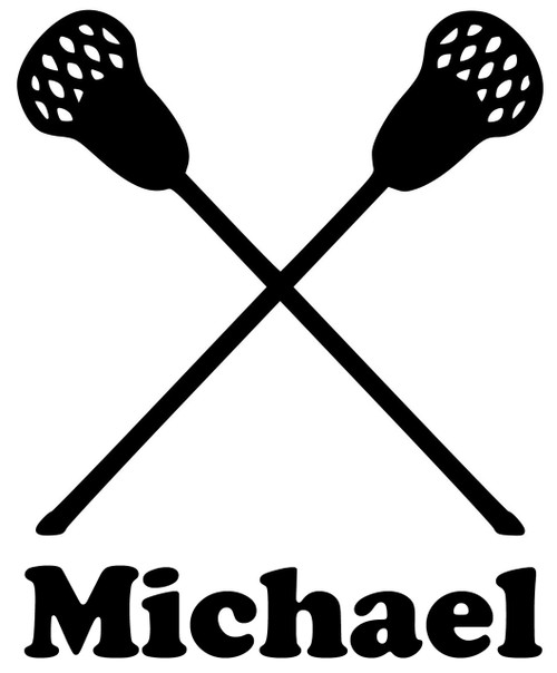 Lacrosse Sticks Vinyl Decal Sticker with Custom Personalized Name - 4" x 5"