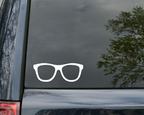 Glasses Sunglasses Eyeglasses Horn Rimmed - Vinyl Decal Sticker 5" x 2" iPad Car