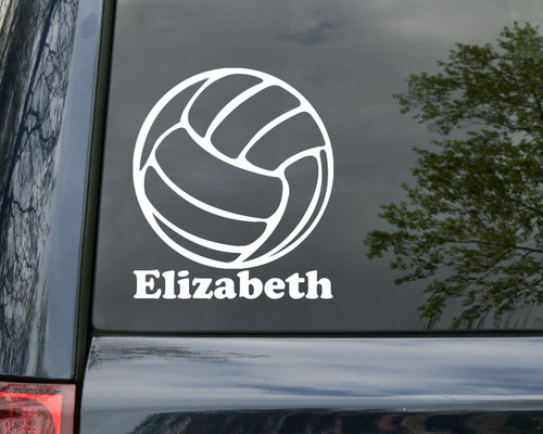 Volleyball Vinyl Sticker with Personalized Name - Pass Set Spike Dig - Die Cut Decal