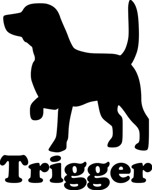 Personalized Beagle hound dog vinyl decal with custom name and mirror option