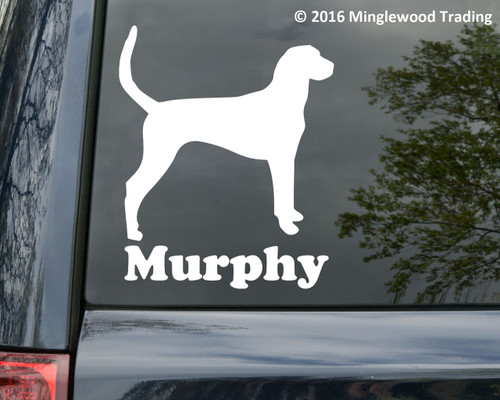 Foxhound personalized name vinyl decal with standing Fox Hound silhouette and mirror option