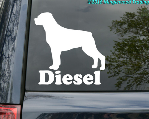 Rottweiler Vinyl Decal with Personal Name - Dog Puppy Rottie - Die Cut Sticker