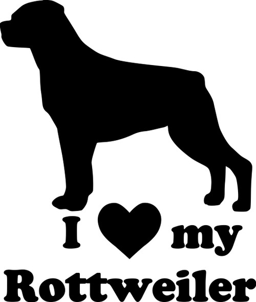 I Love My Rottweiler vinyl decal sticker 5" x 6" Rottie Rott Dog Heart