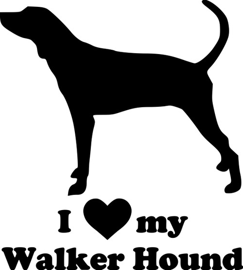 I love my Walker Hound Dog vinyl decal sticker 5" x 5.5" Treeing Coonhound