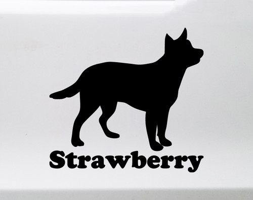 Personalized Cattle Dog vinyl decal with custom name for Australian Cattle Dog Blue Heeler and Red Heeler owners