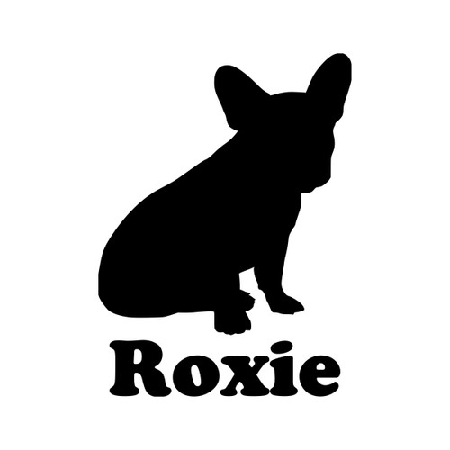 Personalized sitting French Bulldog Frenchie vinyl decal with custom dog name and mirror option