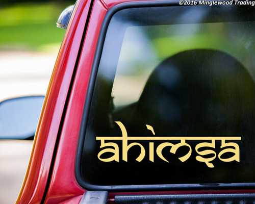 Ahimsa vinyl decal sticker 11" x 3.5" Peace Love Compassion Vegan