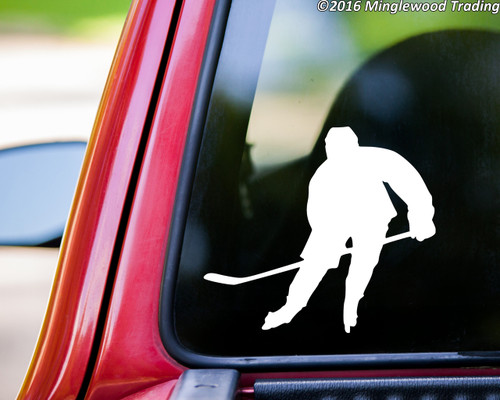 Ice Hockey Player V3 Vinyl Decal - Stick Puck League Youth - Die Cut Sticker