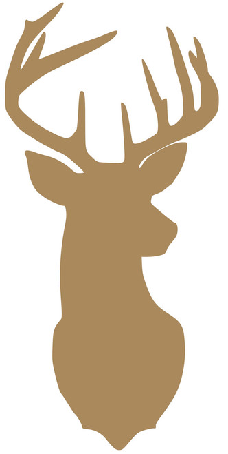 Deer head silhouette vinyl decal featuring a side profile buck with large branching antlers