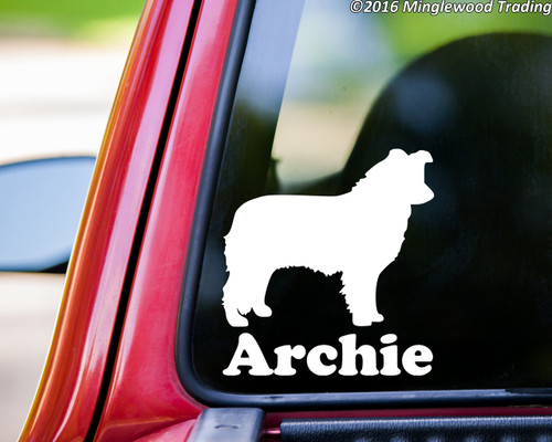 Border Collie vinyl decal sticker with Personalized Name 5" x 5"