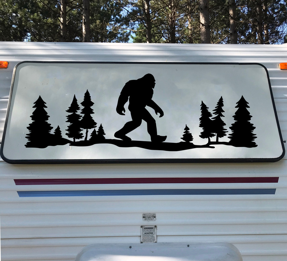 Large Pnw Rv Sticker Bigfoot Forest Scene V1 - Sasquatch PNW RV Camper Graphics - Die Cut ...