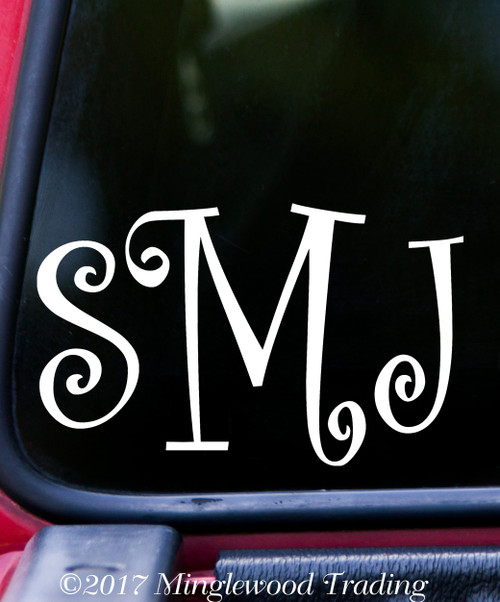 Monogram Vinyl Sticker - Custom Family Initials Name - Personalized Die Cut  Decal - TRADITIONAL