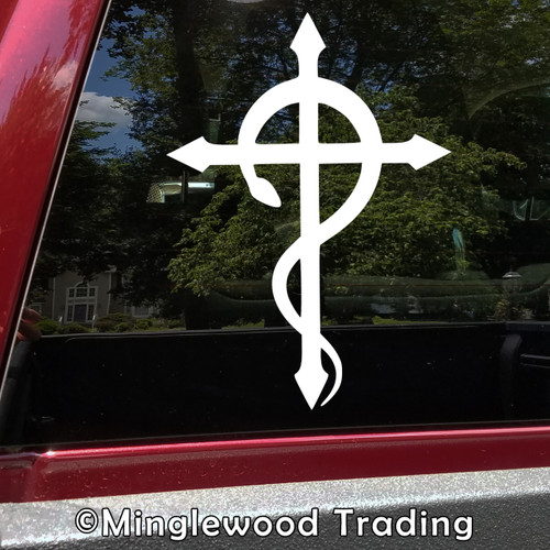 THE SERPENT CROSS - Vinyl Decal Sticker - Crux Serpentines - Black