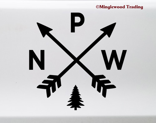 PNW Pacific Northwest - Die Cut Outdoor Color Window Decal - Pick you size