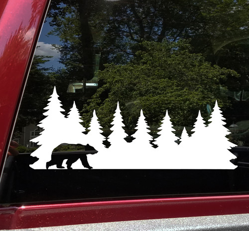 Bear in Treeline V2 Vinyl Decal - Forest Grizzly Trees Camping Hiking ...