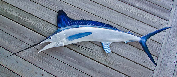 White Marlin 80L inch half mount fiberglass fish replica