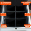 Installed Vehicle OCD Organizers by BaseLayer Ford F-150 with Floor-Shift - Center Console Organizer 2004-2008 design features Infographic