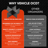 Vehicle OCD Organizers by BaseLayer Jeep Wrangler JL/JLU and Gladiator JT Truck - Center Console Organizer Comparison Infographic